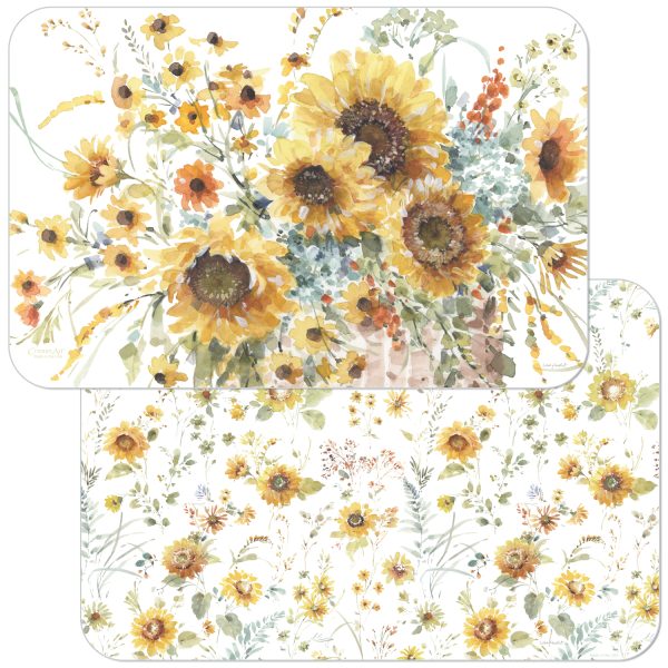 ! 4 Plastic Country Reversible Placemat Sunflowers Forever ! 4 Plastic Country Reversible Placemat Sunflowers Forever